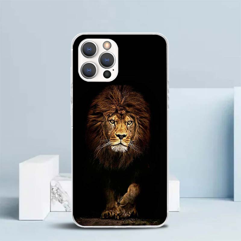 Lion Alpha Male Cub Soft Cover for iPhone 16 17 Air 15 14 Pro Max 16E Phone Case 13 Mini 12 11 7 SE 8 Print Pattern Fit Cases 16