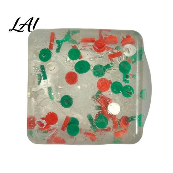 Ice Cube Squeeze Toy Christmas Toy Confetti Filled Stress Relief Portable Toys Slow Rebound Clear for Anxiety Reduction Stocking Stuffers