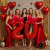 6pcs with Bowknot Number Foil Balloon Romantic Birthday Party Balloons  For Engagements Wedding