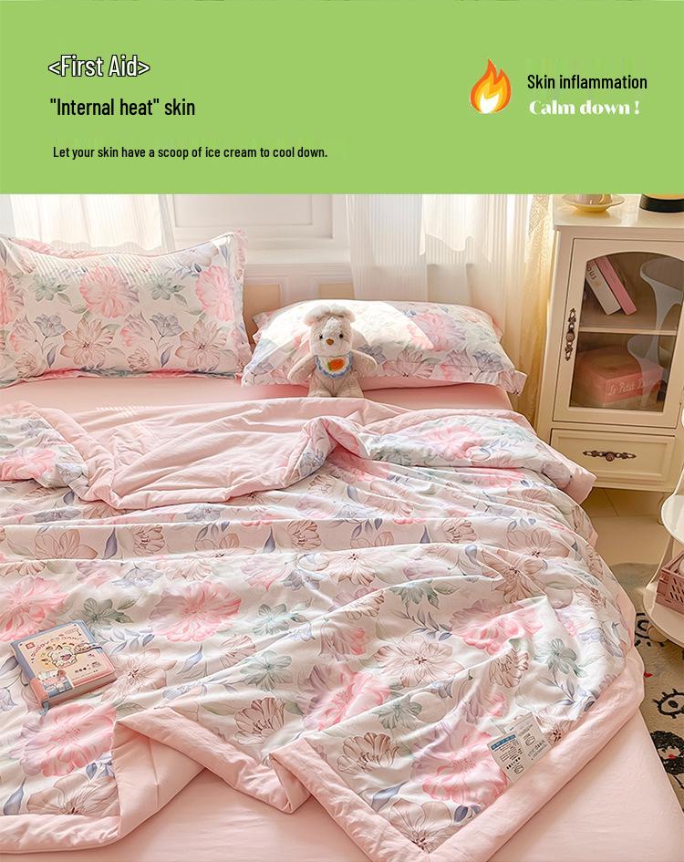 Washed Cotton Ultrasonic Embossed Summer Quilt - Double Size, Lightweight, Ideal for Air Conditioning, Gift or Group Purchase.