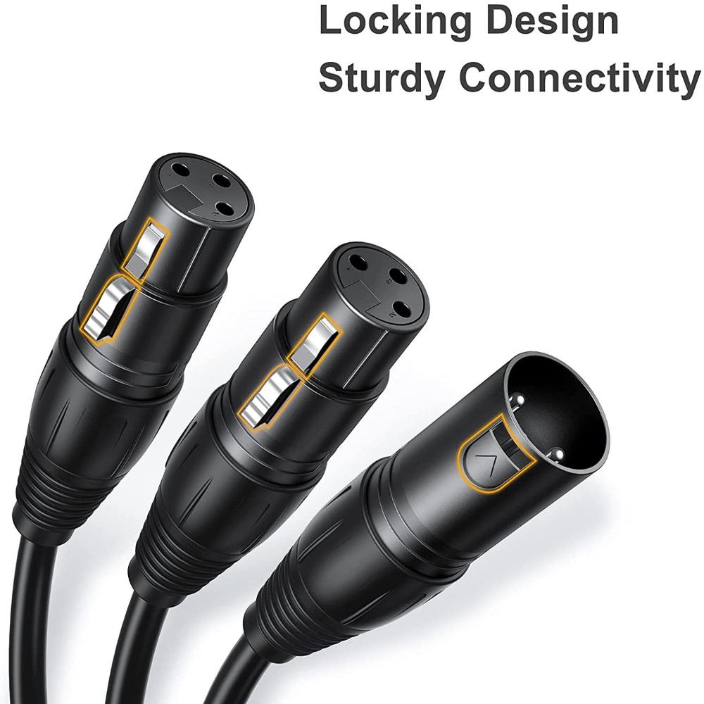 50cm XLR Splitter Cable Male to Dual Female Y-Splitter 3Pin Balanced Microphone Line Foil Braided Shielded For Microphone