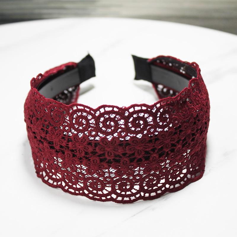 Lystrfac Vintage Wide Flower Lace Headband for Women Hairband Ladies Hair Loop Fabric Lace Female Hair Accessories