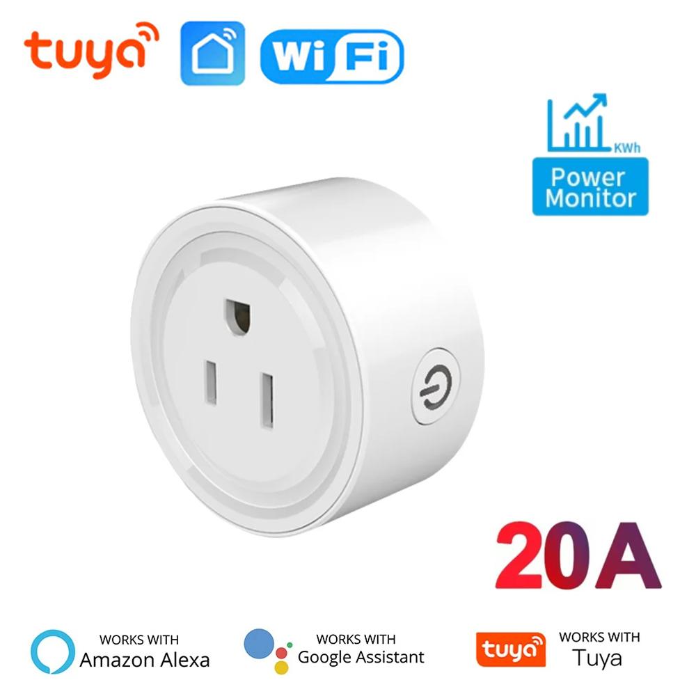 Tuya WiFi/Zigbee Smart Socket US Smart Socket 20A With Power Monitoring Timer Smart Life App Control Work With Alexa Google Home
