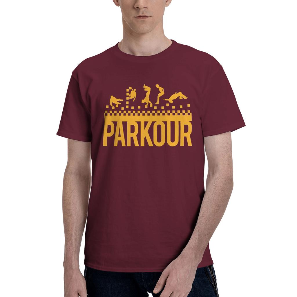 Yellow Mens T Shirt Parkour Unique Tee Shirt Short Sleeve Round Collar 100 Cotton Summer Clothes TShirt