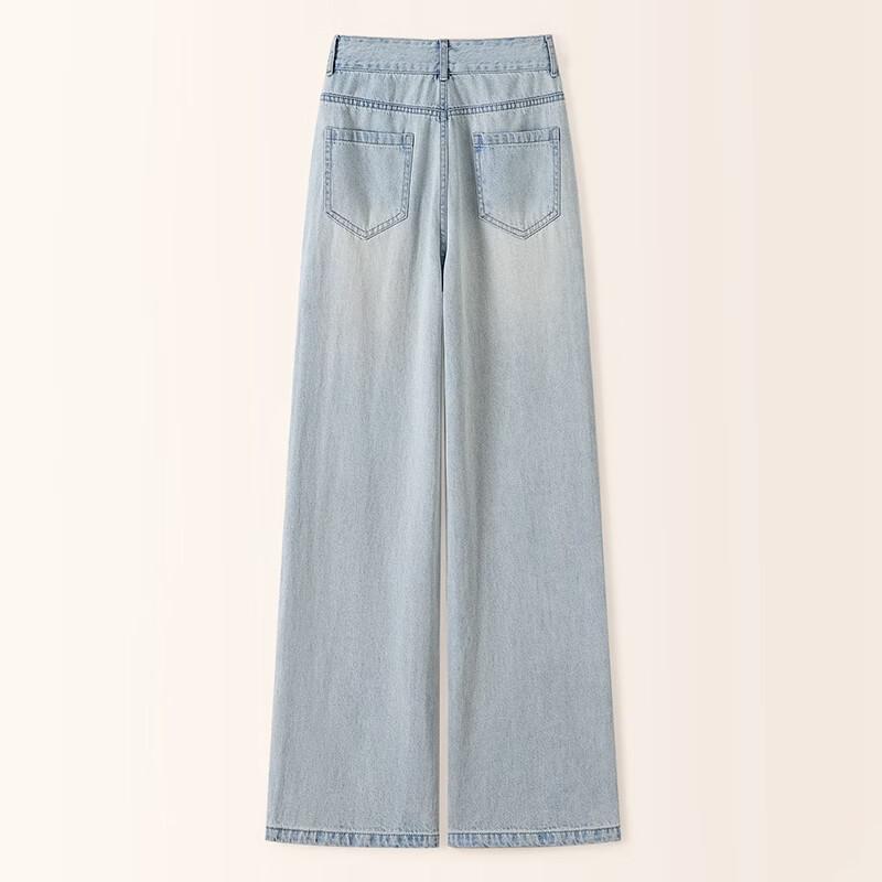 Blugi drepți cu talie înaltă și strasuri pentru femei