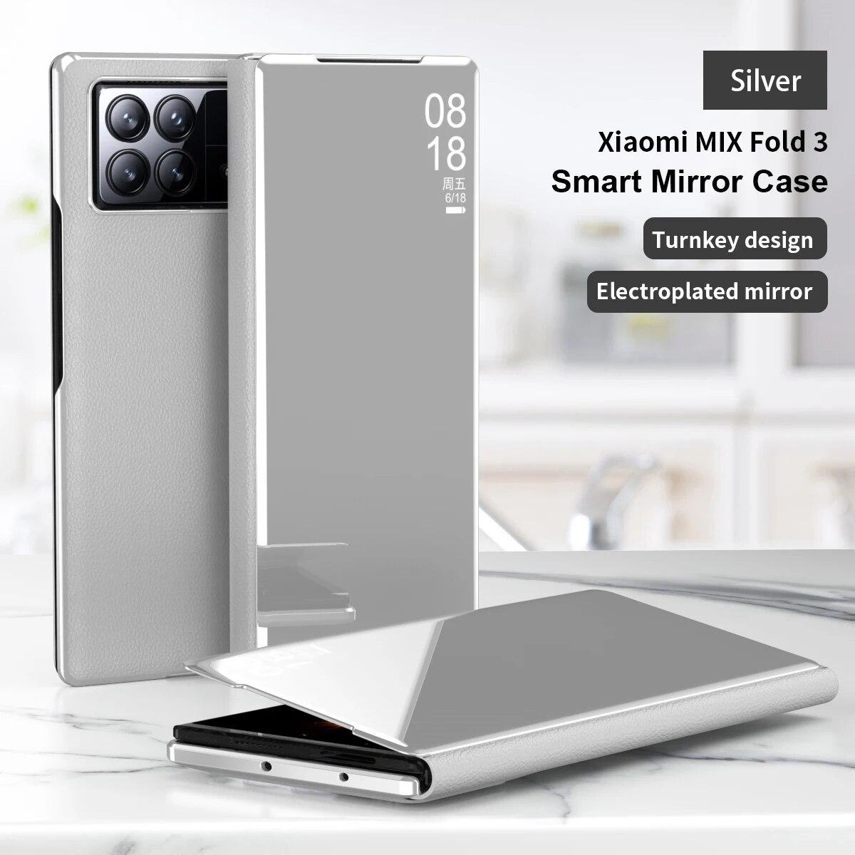 

Для Xiaomi MIX Fold 3 чехол с умным покрытием, зеркальный прозрачный чехол-раскладушка для телефона с видом из окна для MIX Fold 3, кожаные чехлы-подставки, роскошные For MIX Fold 3