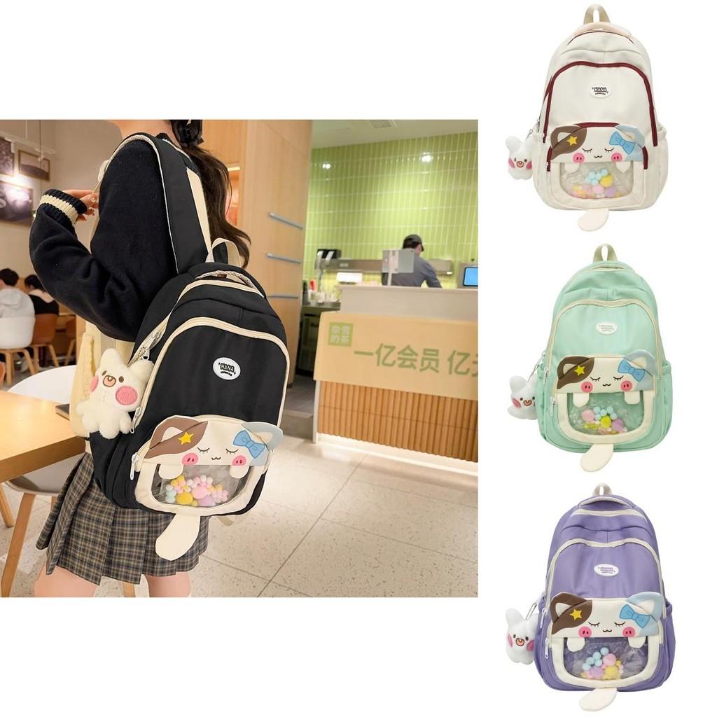 Stylish Large Capacity Children's Backpack With Transparent Pocket For School Use