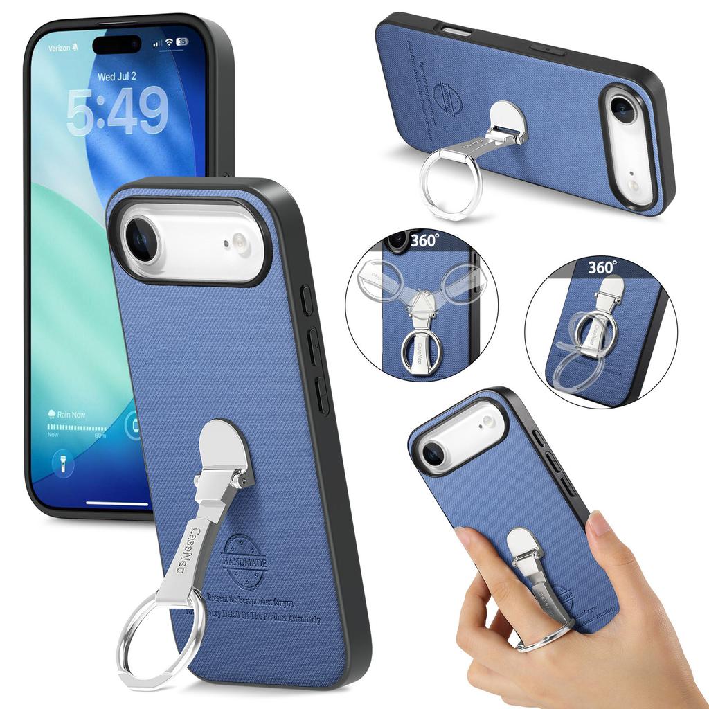 CASENEO BW-12 For iPhone 17 Air Case Folding Kickstand Twill Texture Leather Back Cover