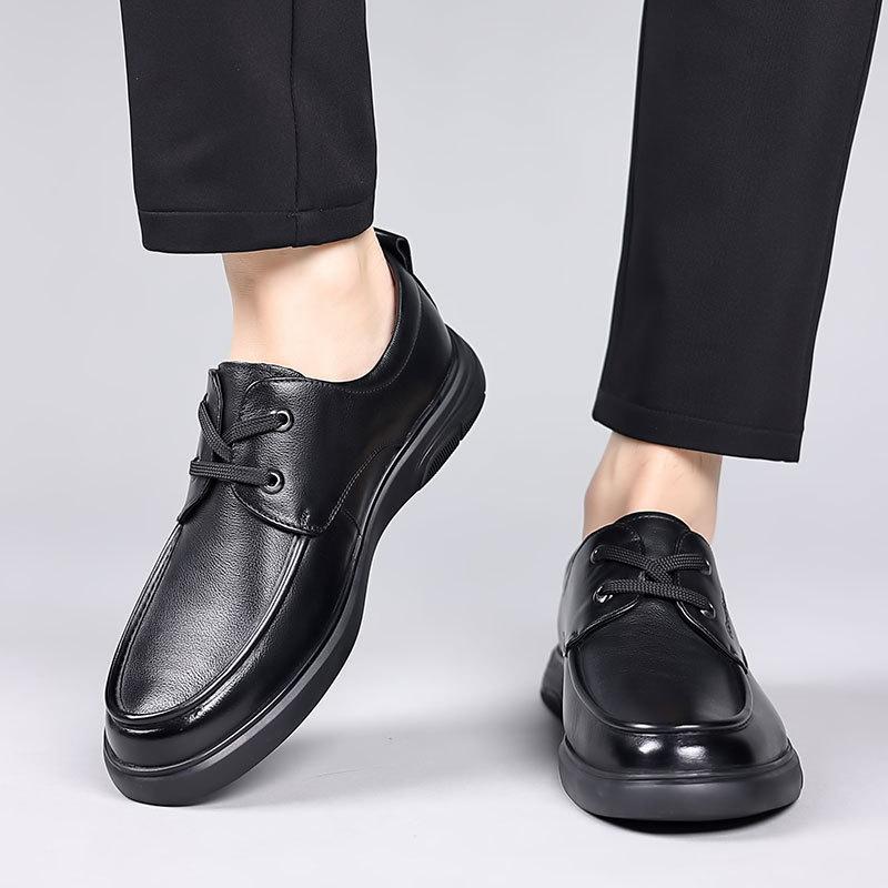 Autumn large size casual leather shoes men's leather lace-up soft-soled men's leather shoes daily single shoes first layer cowhide men's shoes 46