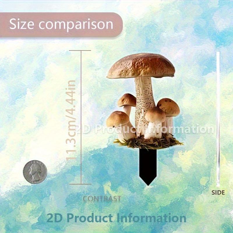 1PC 2D Flat Five Small Mushrooms Garden Decoration - Bohemian Durable Plastic Floor Plug for Outdoor Potted Plants, Garden and Tabletop Decoration