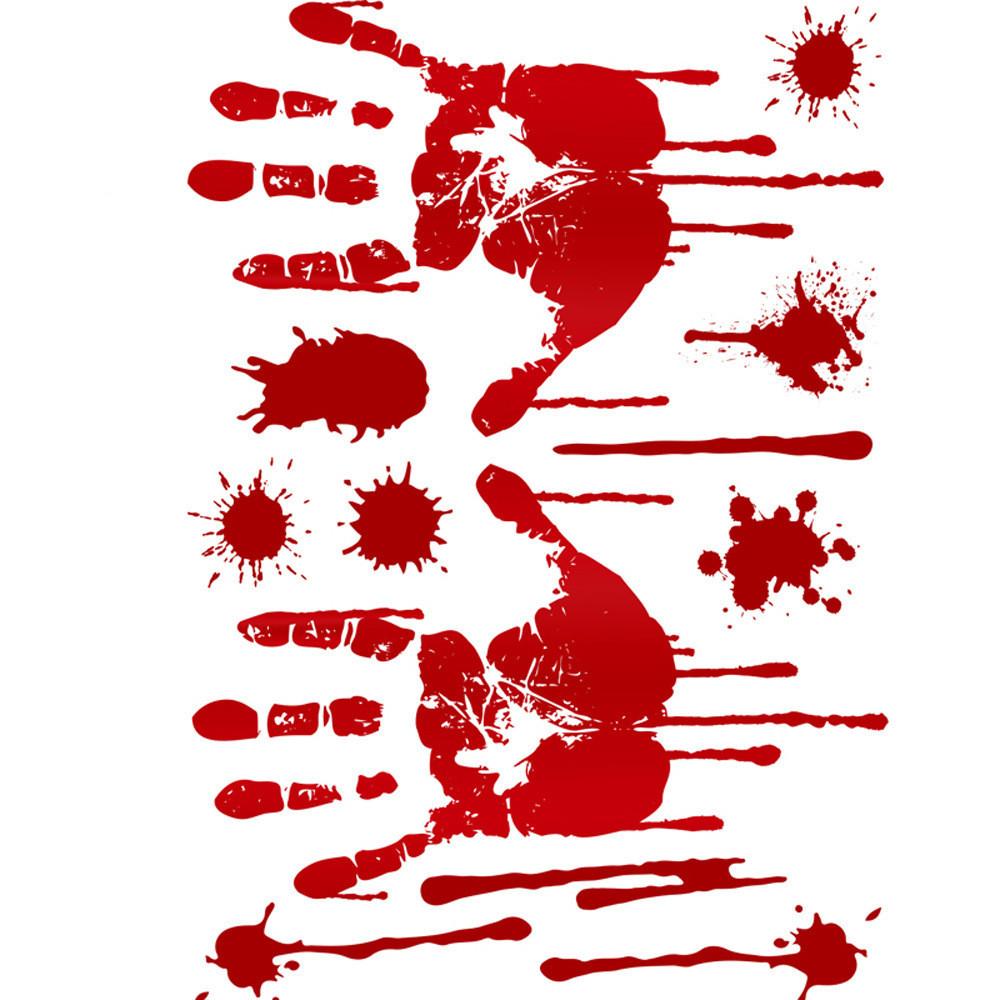 1sheet Halloween Decorations Window Stickers Terror Bloody Handprint Footprint  Halloween Party Wall Decal Stickers Props