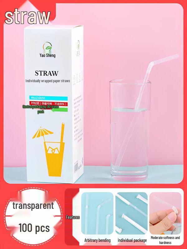 Individually Wrapped Disposable Plastic Straws