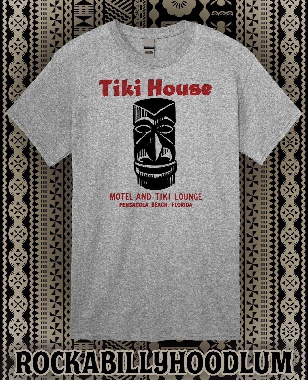 Retro Tiki Tee T Shirt Bar Mug Restaurant Tiki House Motel Lounge Pensacola FL M