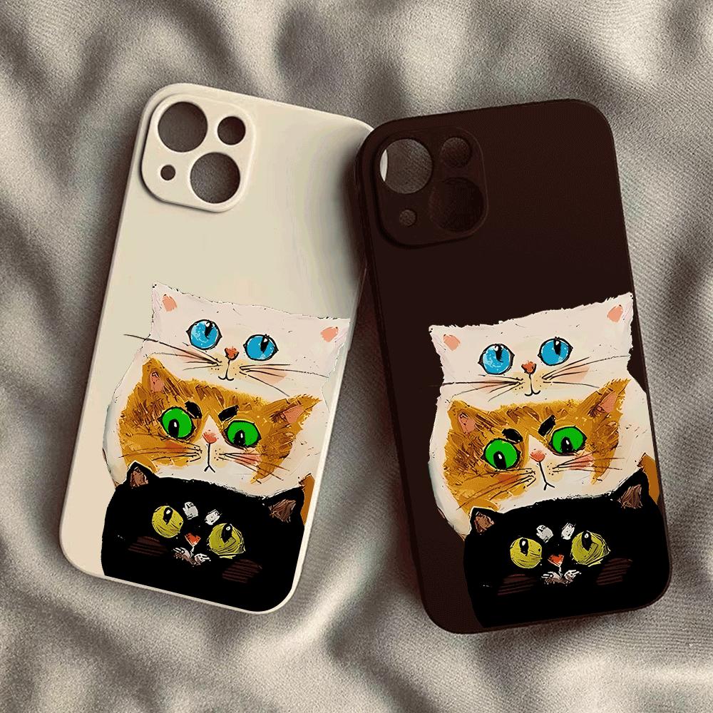 Drei Katzen Silikon Handyhülle für iPhone 14 15 16 Plus für iPhone 13 14 15 12 11 16 Pro Max 12 Mini XS Max TPU Schutzhülle