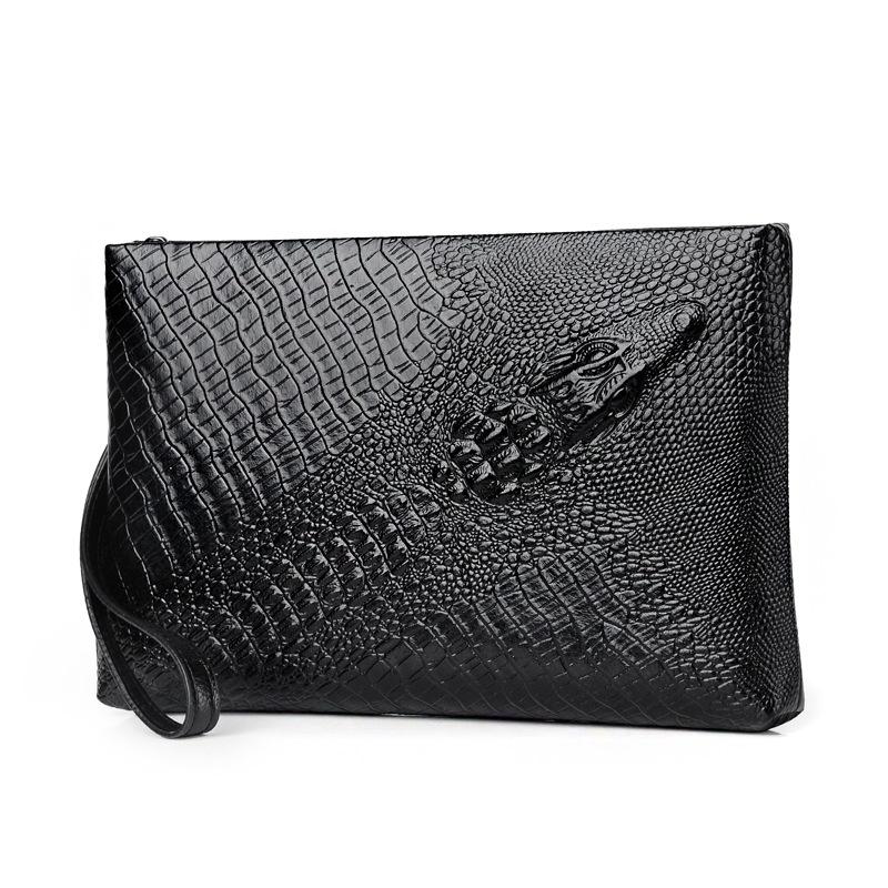 Crocodile Pattern Zipper Wristlet Bag PU Leather Men Clutch Bag Large Capacity Envelope Bag Money CellPhone Purses And Handbags