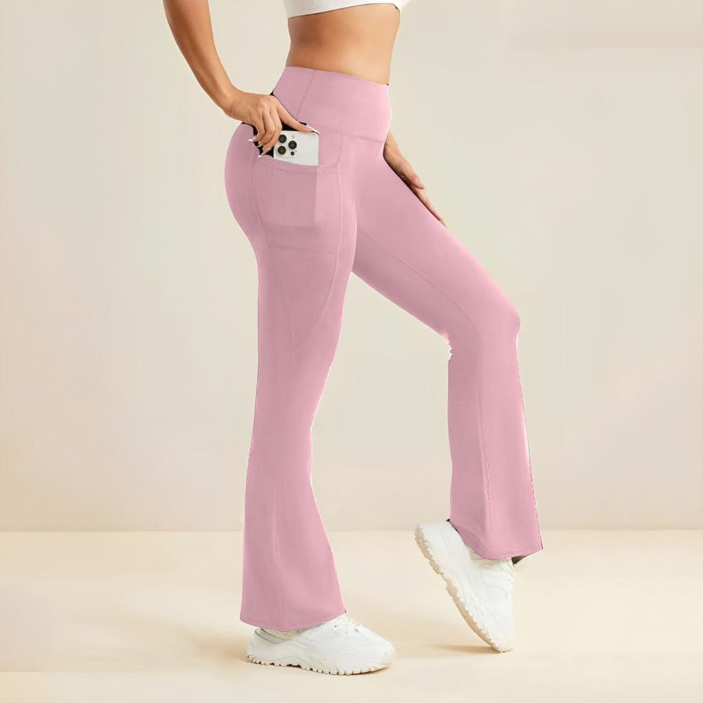 High Waist Flare Yoga Pants with Pockets for Women Stretch Bootcut Athletic Workout Pants Tummy Control Leggings