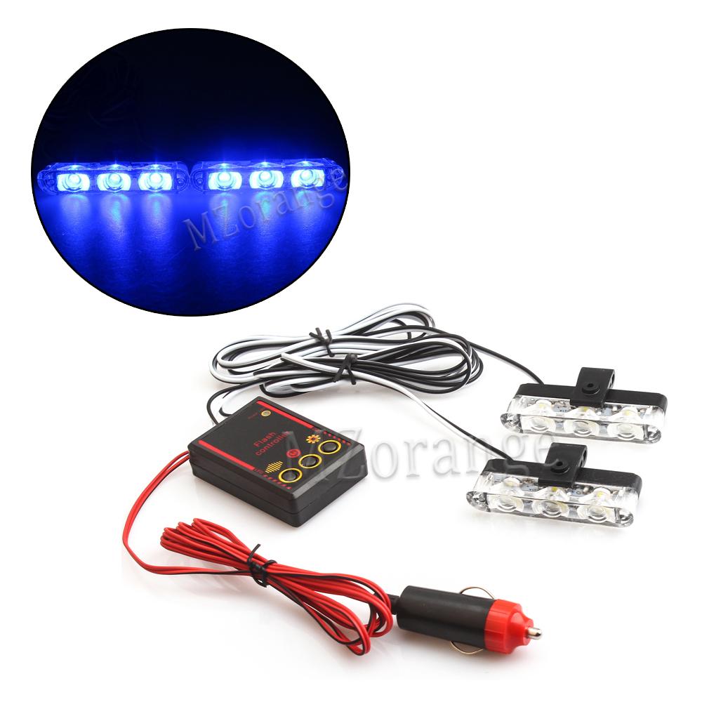 3 LED Car Front Grille Strobe Police Lights Stroboscopes Emergency Warn Lamp 12v 6w Car Flasher Light Cigarette Lighter 2 IN 1