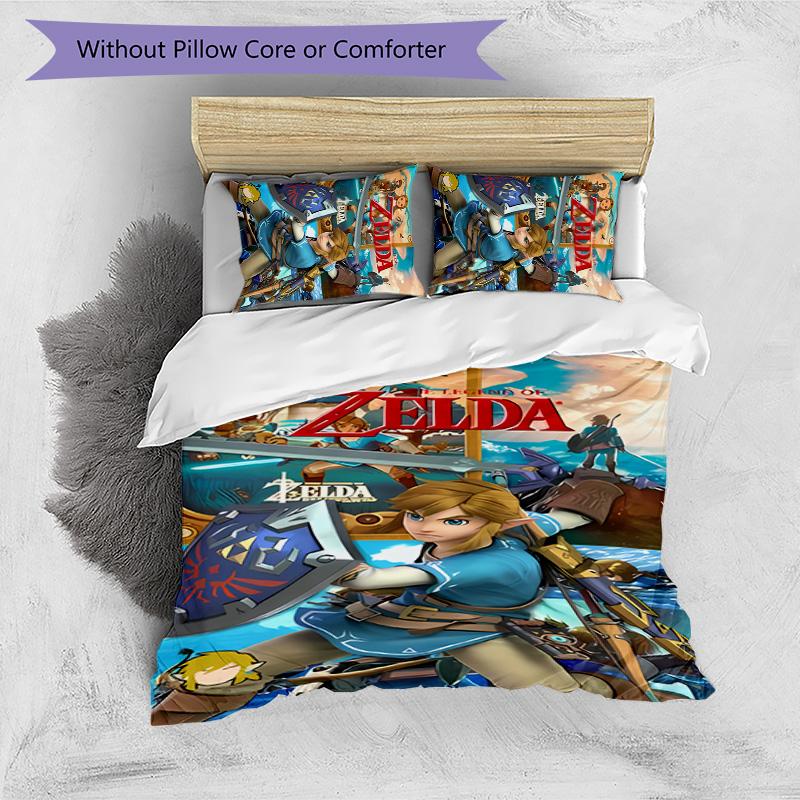 3pcs Cartoon Z-Zeldas pattern bedding set duvet cover set includes duvet cover &pillowcases, perfect all season bedroom decoration & gift
