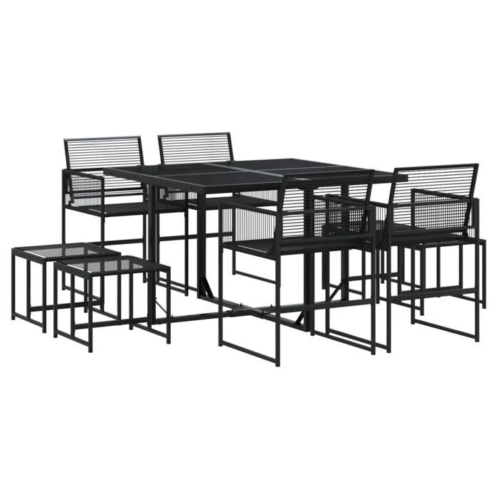 VidaXL Garden Dining Set 9 Pcs Black Wicker 3295053