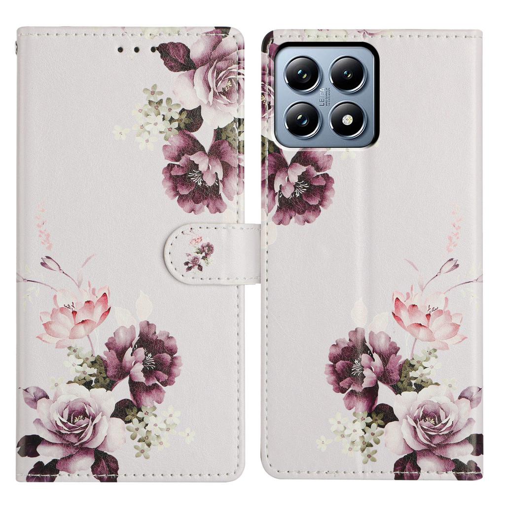 For Xiaomi 15T Pro Case Pattern Printing Wallet Stand Flip Leather Phone Cover with Strap