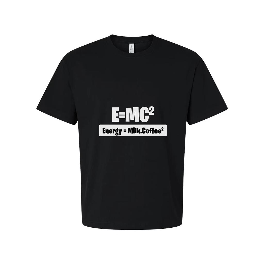 Unisex Science T-Shirt With Energy Equals Milk Coffee Parody Graphic Print For S