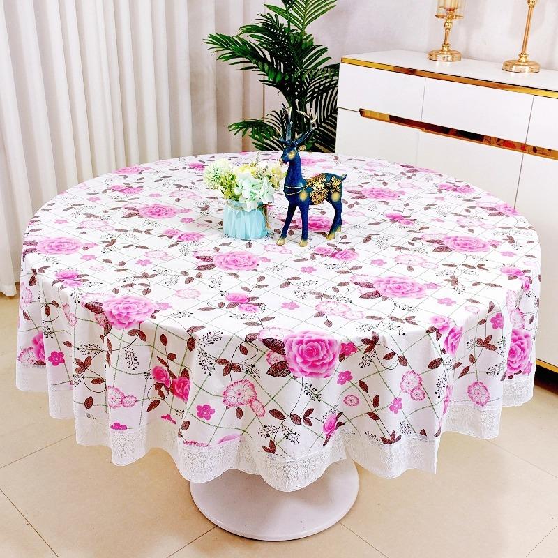 Large Round Dining Table Cloth Waterproof, Oil-Proof And Anti-Scalding Leave-In Coffee Table Tablecloth Household Living Room Hotel Thickened