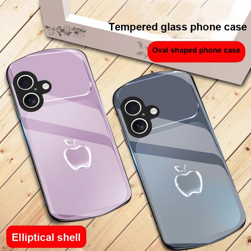 Metallic Gray Texture For iPhone 17 16 15 14 13 Plus 12 Mini 11 Pro Max XR Xs Max X 7 8 6S 22 20 Elliptical Glass Phone Case