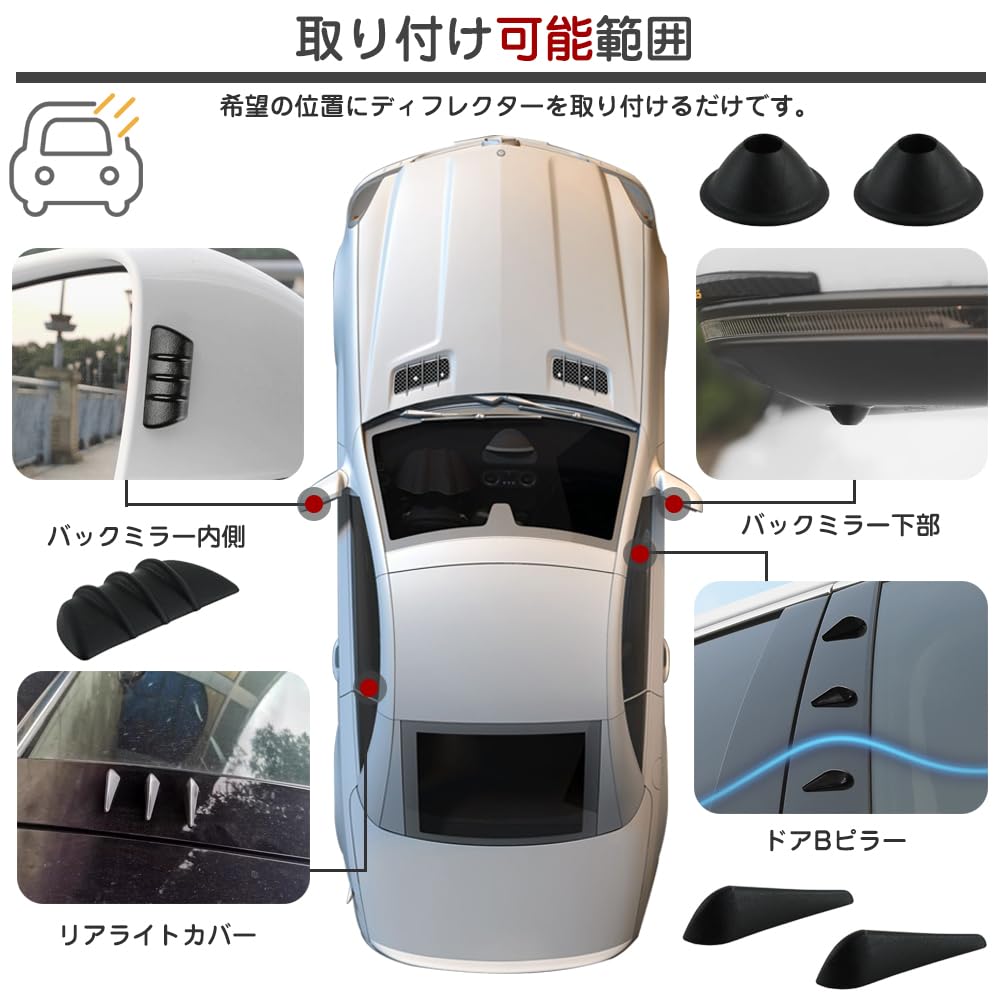 Ensemble d'ailerons réducteurs de bruit de vent, Pour voitures, Réduction de la pression du vent, Ensemble de 10, Vent