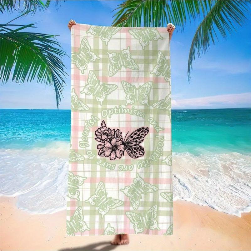 

One Piece of a Butterfly Floral Design Microfiber Beach Scarf Towel That Dries Quickly, Is Lightweight, Portable, And a Chic W30*H60(CM)