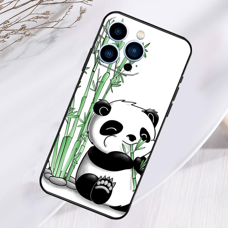 Cartoon Panda Phone Case For iPhone 17 Pro Max 15 14 13 12 11 16 Pro Max Plus 12 13 Mini 16e 17 Air Cover