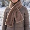 Pull Through Zipper Pocket Neckwear Faux-Fur Scarf Women