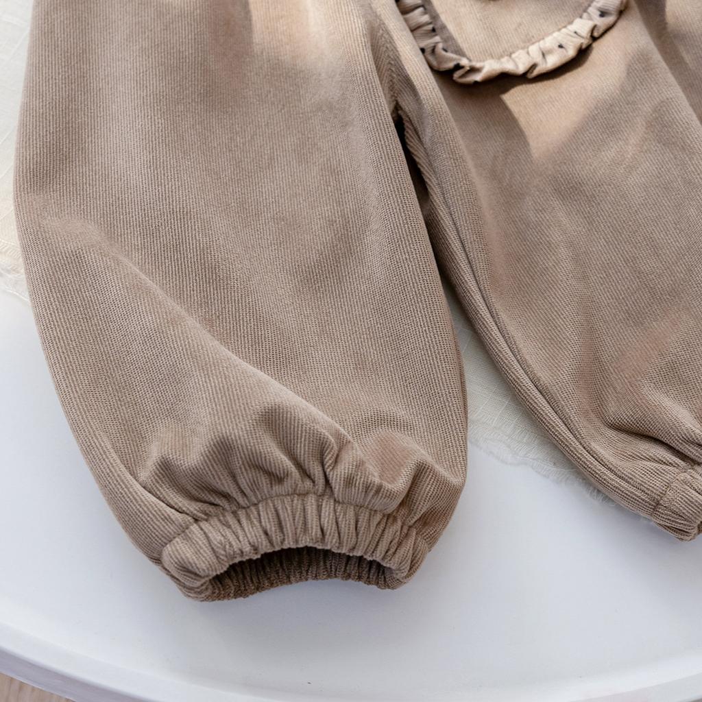 Girls' Autumn Casual Pants Three-dimensional Flower Korean Lace Leg Tied Pants Baby Spring and Autumn Versatile Pants