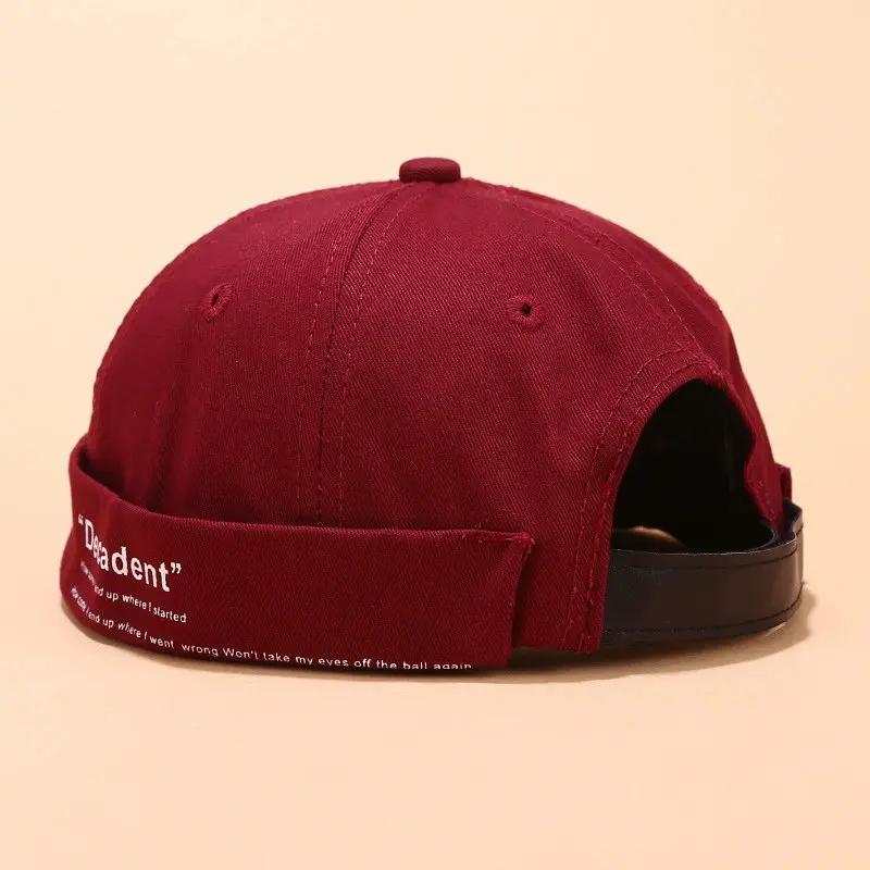 

LDSLYJR Four Seasons Cotton Letter Docker Cap Brimless Hat Skullies Beanie Hats Landlord Sailor Cap Men and Women 22 56-60cm wear красный