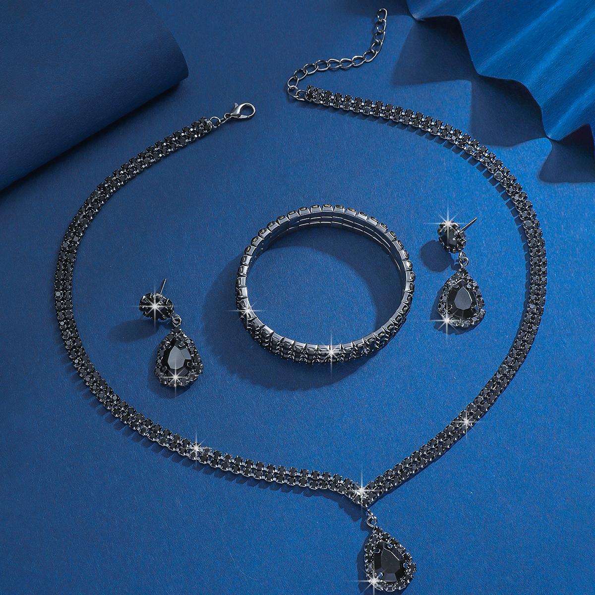 

4 шт. Женский модный набор украшений в виде капли воды: ожерелье, серьги, браслет с цирконами. Подходит для свадьбы, вечеринки, фестиваля. Подарки-8427