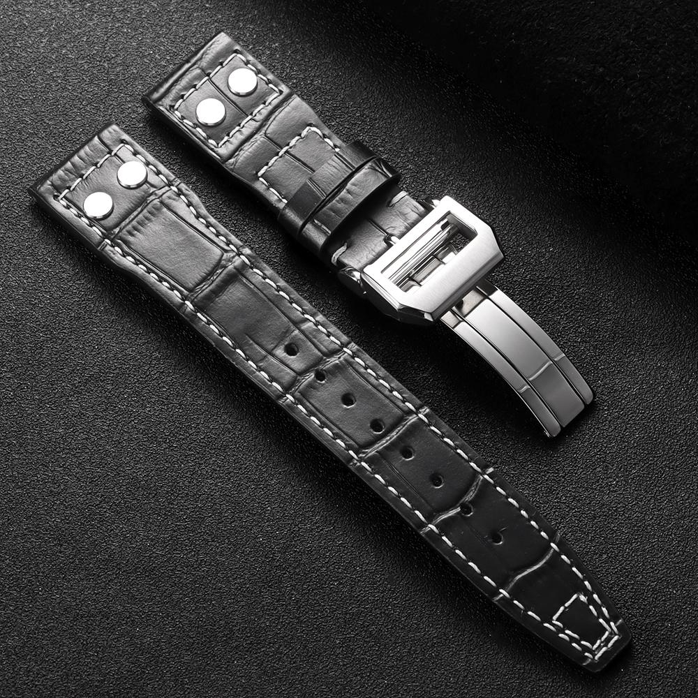 Echtes Leder Uhrenarmband 20mm 21mm 22mm für IWC Pilot Business Rindsleder Armband Faltschließe Armband Herren Damen Uhrenarmband