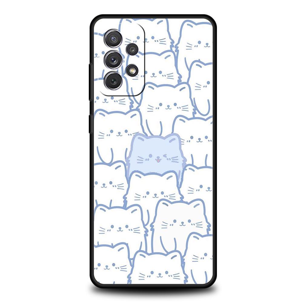Custodia per Telefono per Samsung Galaxy A15 A13 A51 A71 A41 A31 A21S A03S A05 A35 A55 A23 A25 A33 A53 A73 5G Cover Gatto Nero Cartone Animato Carino