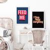 Blue Bike Pink Feed Me Typographic Art Print Poster Lippy Lips Inspirational Saying Quotes Canvas Painting Wall Pictures Decor