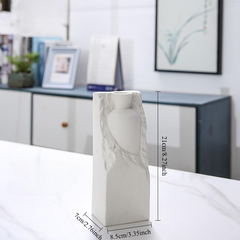Nordic Minimalist White Ceramic Vase Decoration Living Room Bedroom Dining Table Flower Arrangement Decoration Modern Home Decor