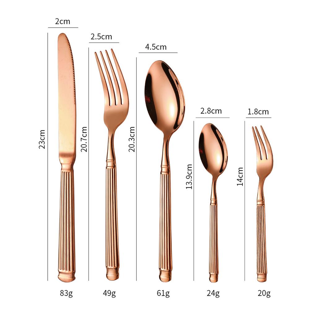 5PCS Stainless Steel Knife, Fork, Spoon Heavy-duty Western Steak Tableware Set