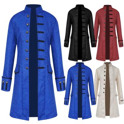 Herren Winterjacke, Windbreaker, Lange Retro Stehkragenjacke