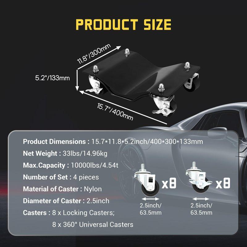 Car Dolly Set 2500 LBS Capacity Wheel Dolly, Heavy Duty Vehicle Dolly for Moving Car with 2.5 Inch Nylon Wheels,Bolts Resist Tir