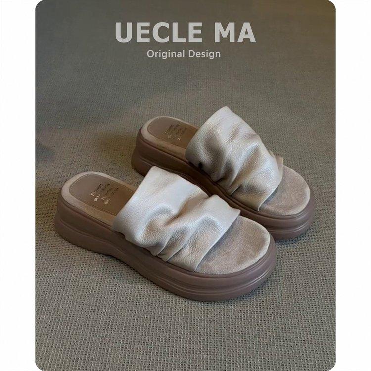 

Comfort version~ heightened platform slippers women s summer outer wear 2025 new fashion high-end sense beautiful with skirt sandals 40 абрикосовый