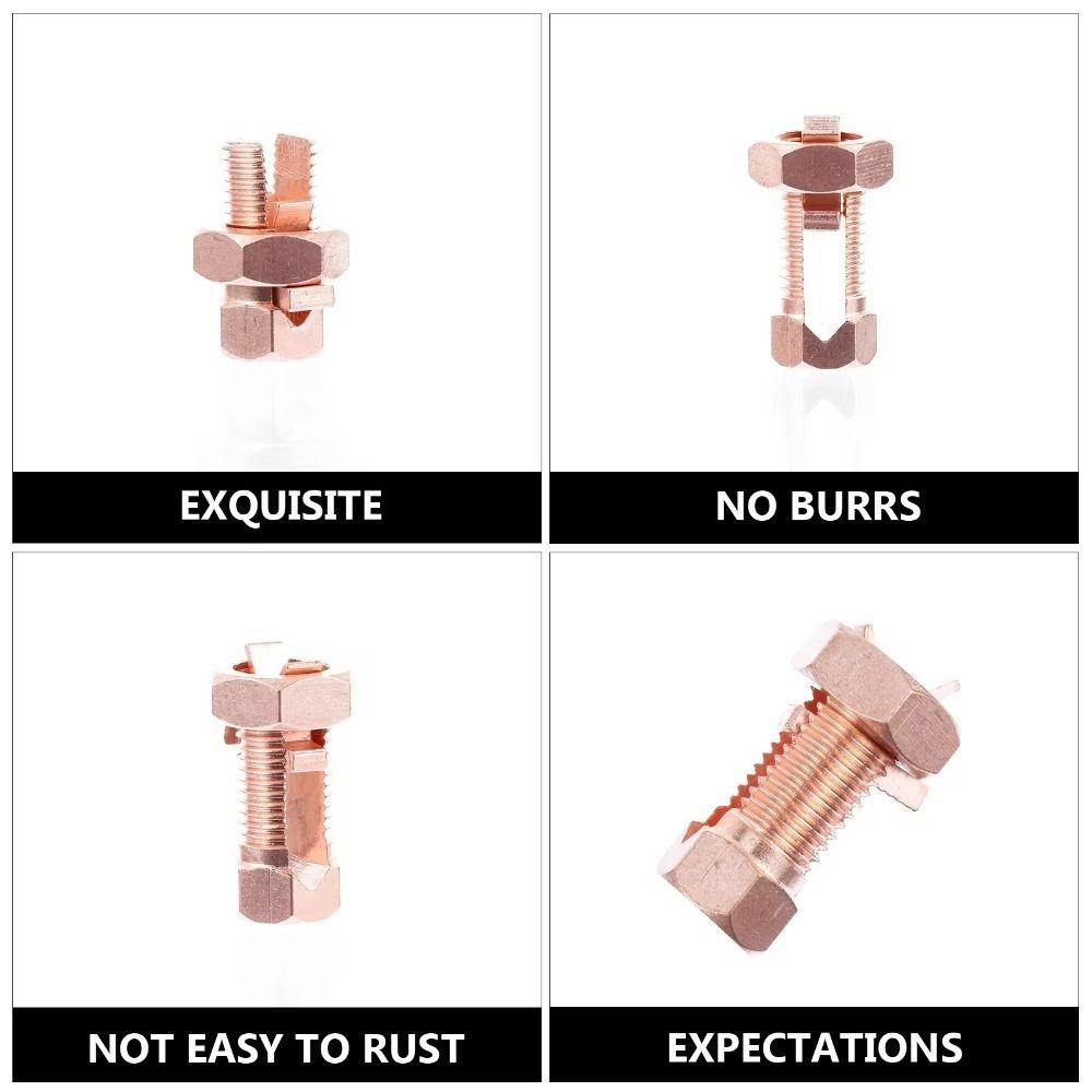 Antenna Grounding Connector Copper Split Bolt Connector Rose Gold Copper Bolt Clamp Wire Clips Cable