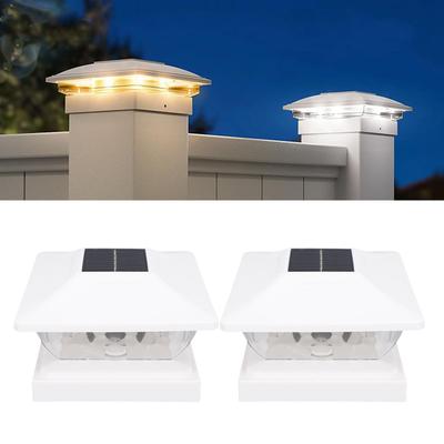 2er-Pack Solar-Pfostenleuchte LED Warmweißes und Weißes Licht Wetterfest Solarbetrieben Terrassen-Zaunpfahlleuchte für Terrasse Veranda