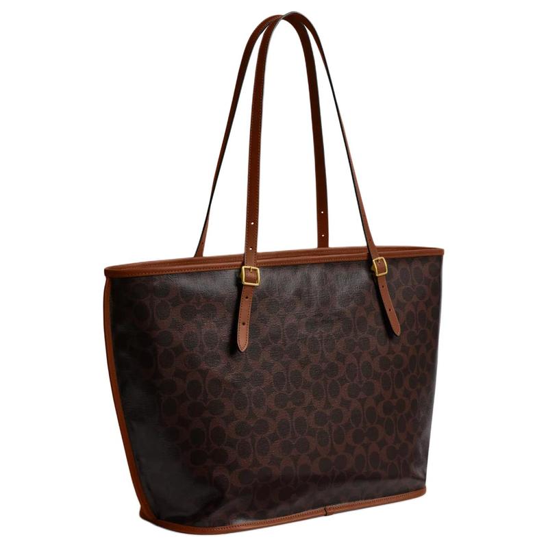 COACH TAXI 36 Brand Classic Logo Tote Bag Tote Bag Shopping Bag Artificial Leather Shoulder Bag Large Size Women's Dark Brown