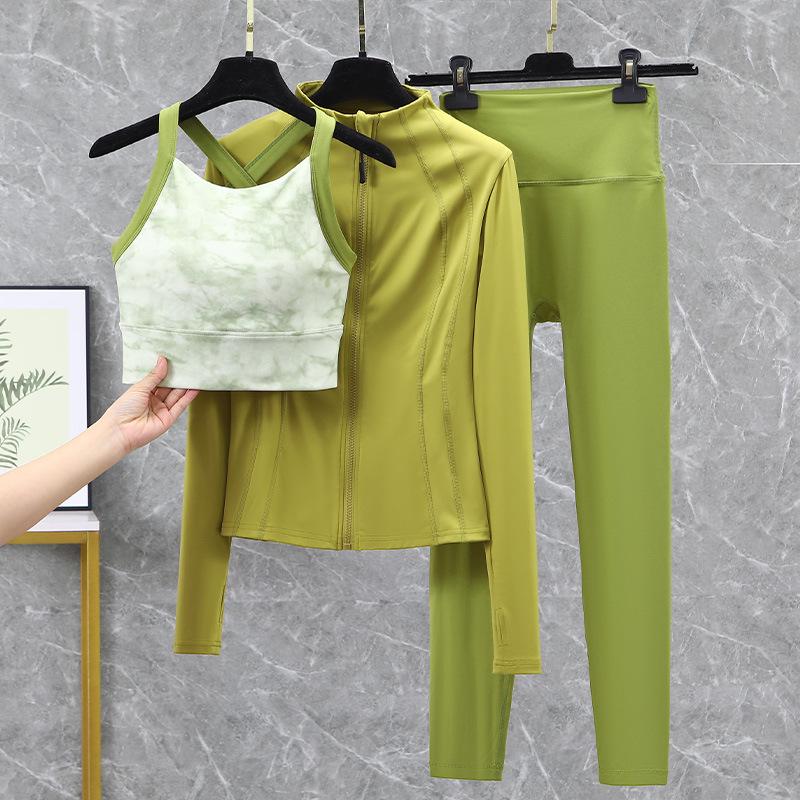 Ruched Yoga Suit Set: Yoga Top, Hip-Lifting High-Waisted Leggings, Fitness Bra