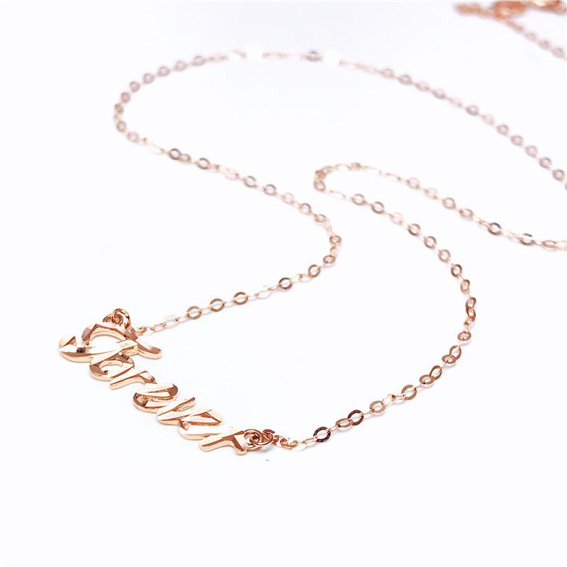 Color Gold Purple Gold Shiny Letter Necklace Niche Cold Plated Rose Gold Set Chain
