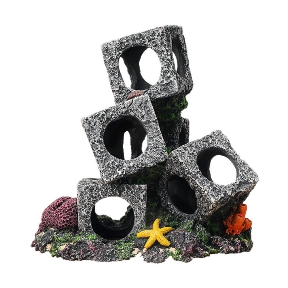 Hollowed-out Aquarium Rock Resin Shrimp Breeding Cave Cubes Cave Shelter  Home Aquarium