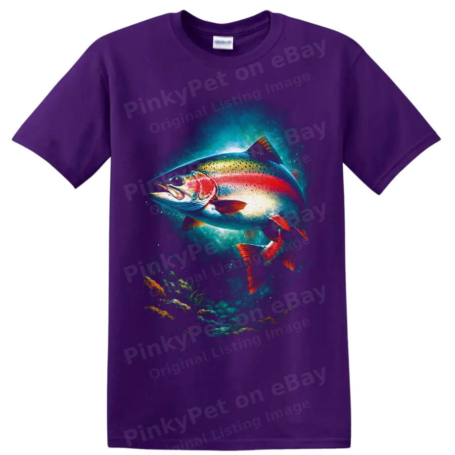 Rainbow Trout Fishing T Shirt Colorful Freshwater Fish Angler Graphic Art Tee