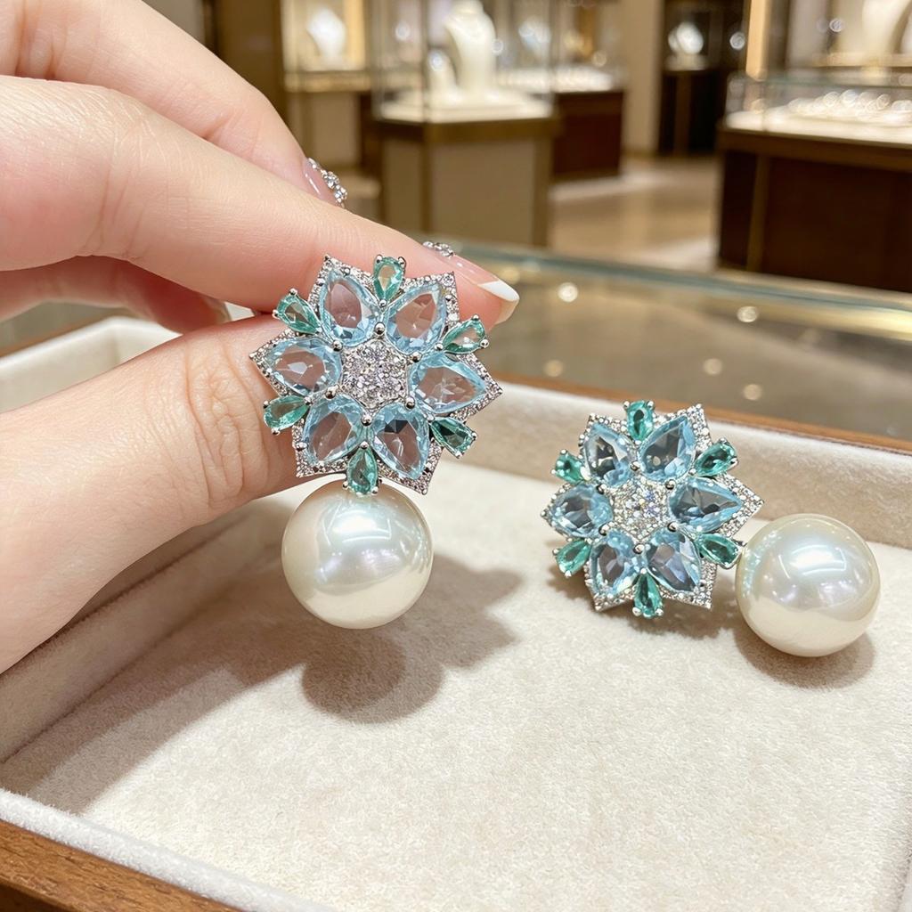 2026 Xiaoxiangfeng Exquisite High-end Pearl Flower Earrings Women, Music Festival High-end Temperament Earrings Stud Earrings